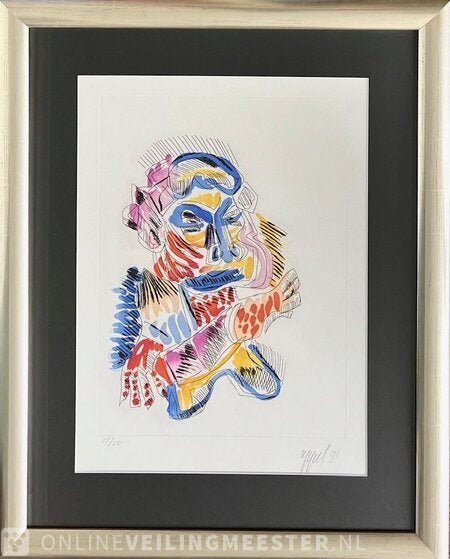 Karel Appel – Ets "Personnage" 1991 | 15/50 | Handgesigneerd, Antiek en Kunst, Ophalen, Portret, Origineel, 72 cm