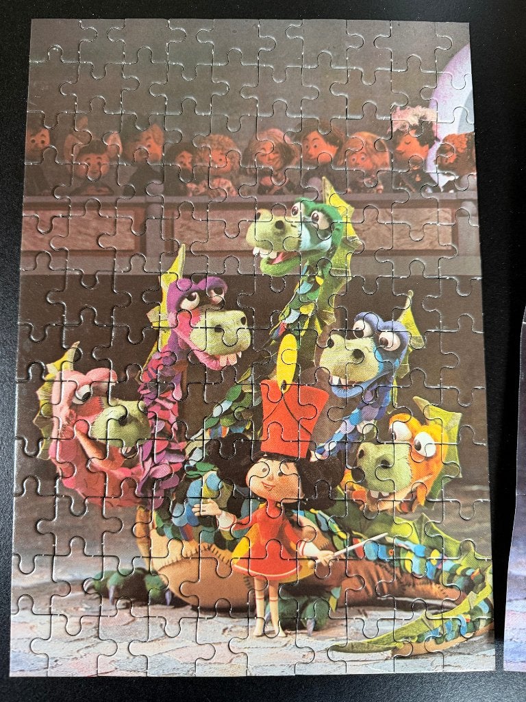 Puzzle Biotex draken vintage Kortman & Schulte, Ophalen of Verzenden, Meer dan 50 stukjes, Zo goed als nieuw, 6 jaar of ouder