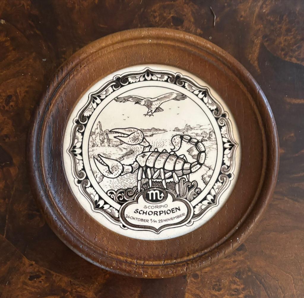 Vintage wandbordje Schorpioen sterrenbeeld, Ophalen of Verzenden