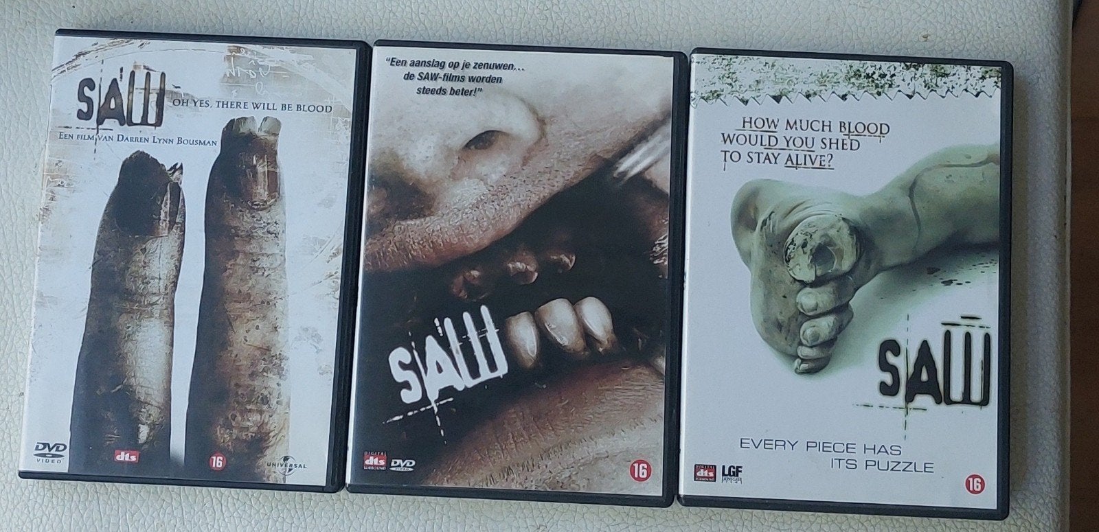 Saw DVD Boxset - Deel 1, 2 en 3 (Horror), Vanaf 16 jaar, Nederlands, Ophalen of Verzenden, Thriller