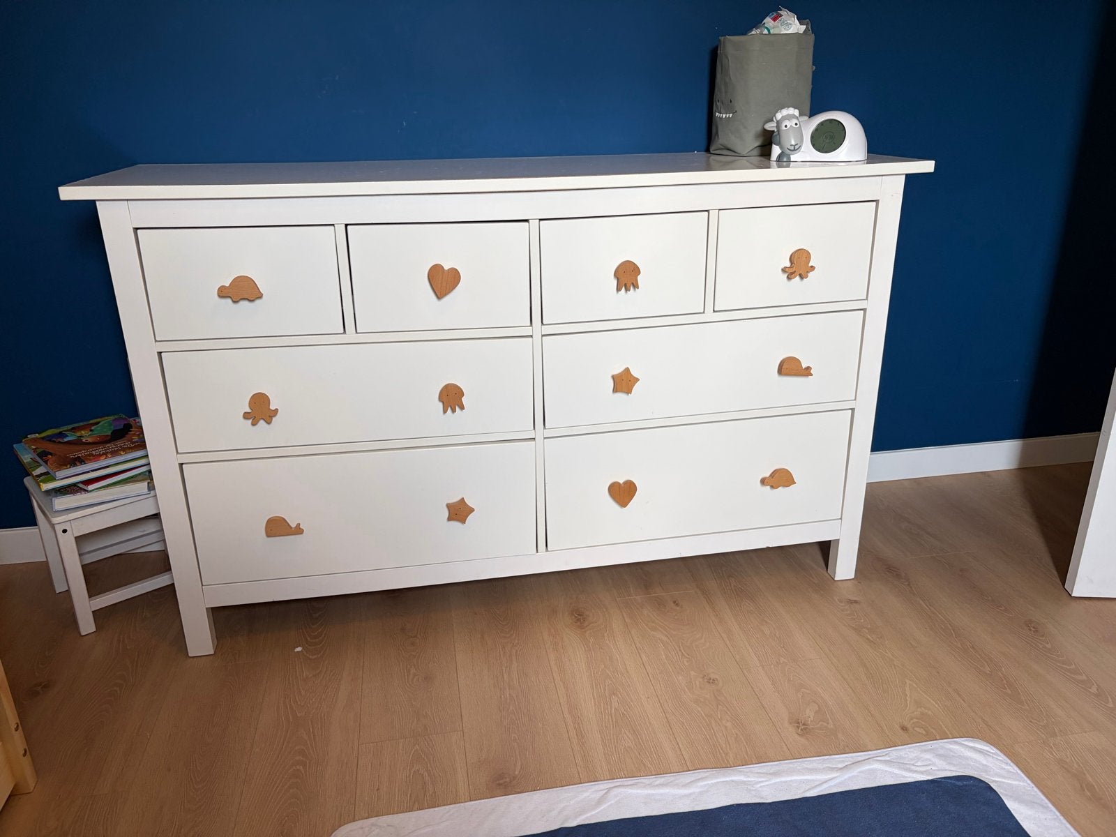 Witte commode IKEA HEMNES met 8 lades en leuke handgrepen, Ophalen, Gebruikt, 50 tot 70 cm, 100 cm of meer