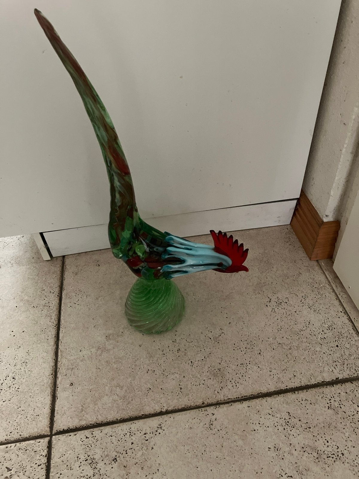 Vintage Murano Art Glass Haan Sculptuur, multikleur, Glas, Handgemaakt, Beeld, Europa