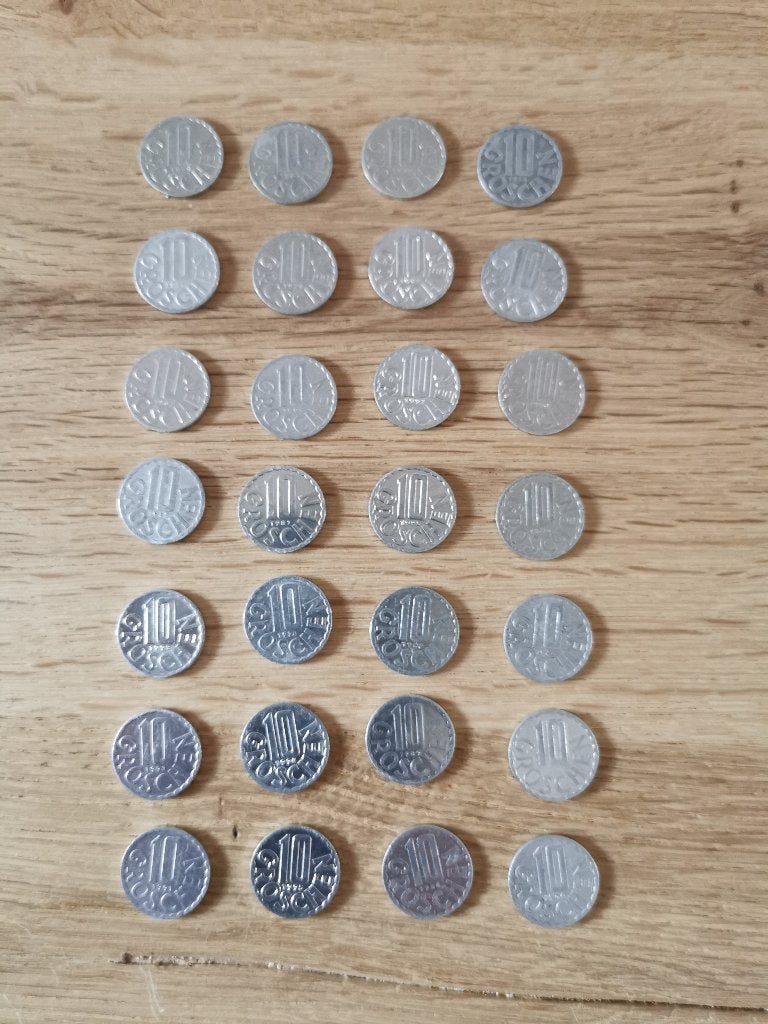 28x 10Groschen munten, Ophalen of Verzenden, Oostenrijk, Losse munt
