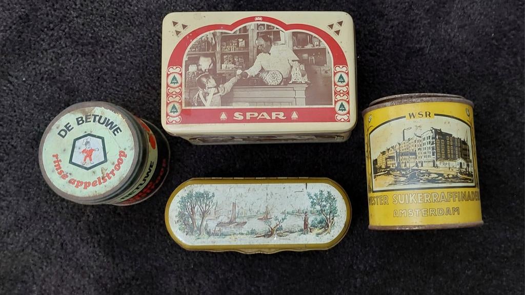 Vintage blikken, inclusief Flipje Tiel blikje, Verzamelen, Blikken, Ophalen of Verzenden, Gebruikt, Overige