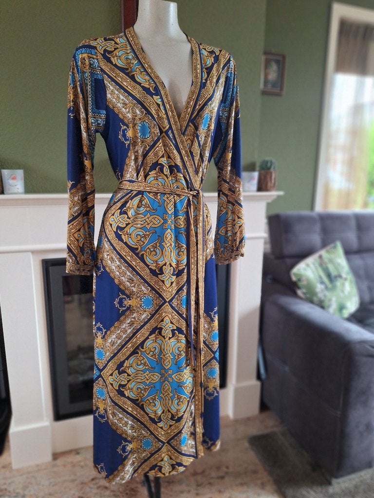 Hale Bob schitterende lange wikkel jurk XL, Kleding | Dames, Jurken, Maat 46/48 (XL) of groter, Zo goed als nieuw, Onder de knie