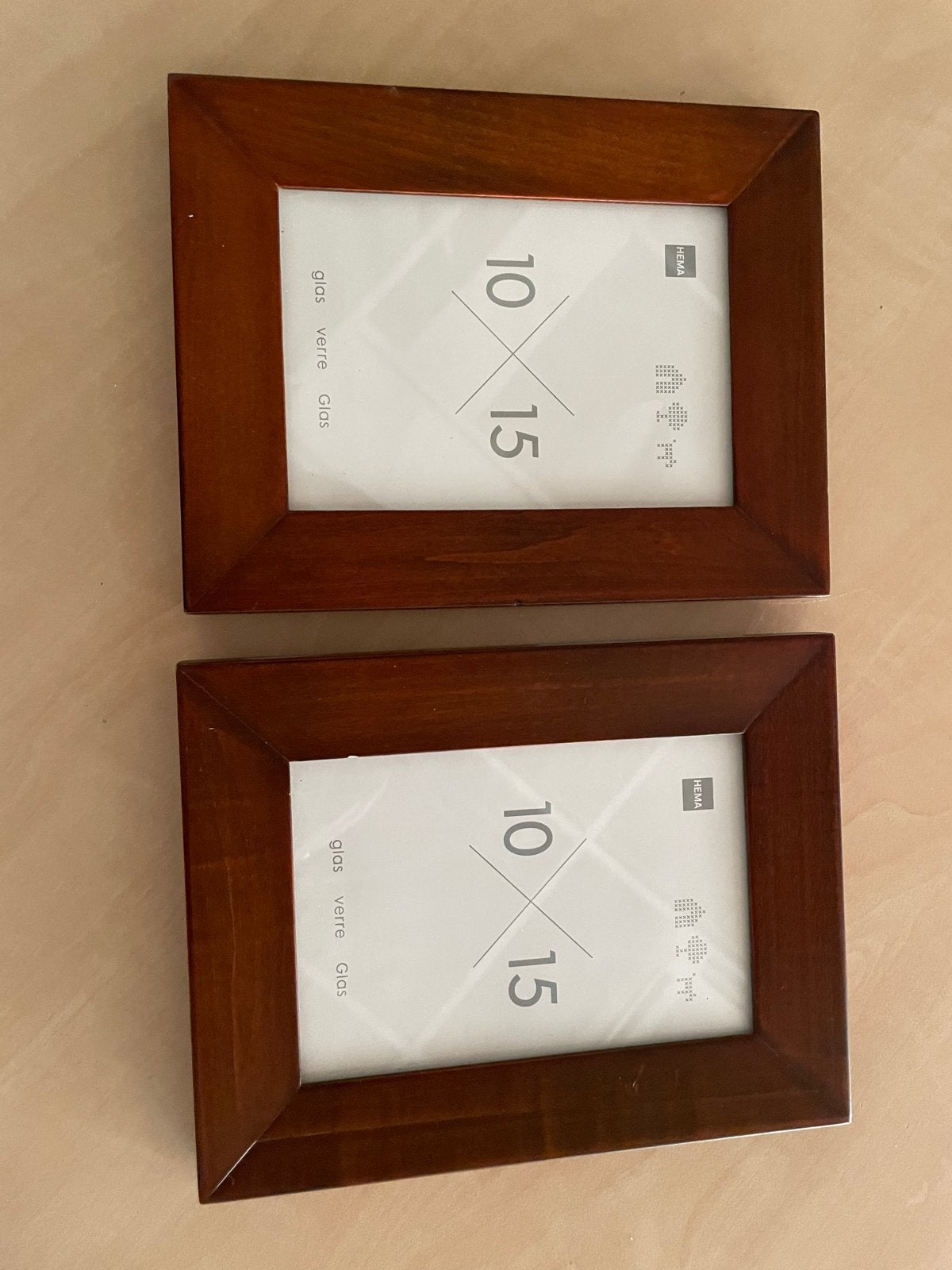 Set van 2 HEMA fotolijstjes 10x15 cm, donkerbruin hout, Bruin, Ophalen of Verzenden, Zo goed als nieuw, Fotolijst