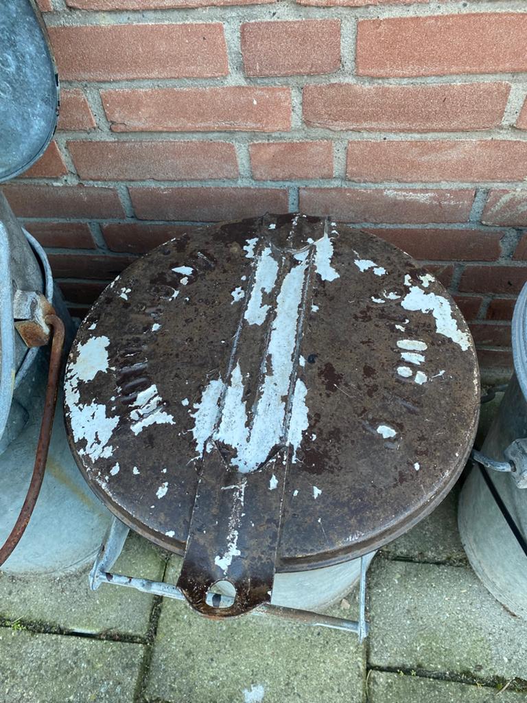 Zinken vuilnisbak asemmer, Huis en Inrichting, Gebruikt, 40 liter of meer, Ophalen of Verzenden, Nvt