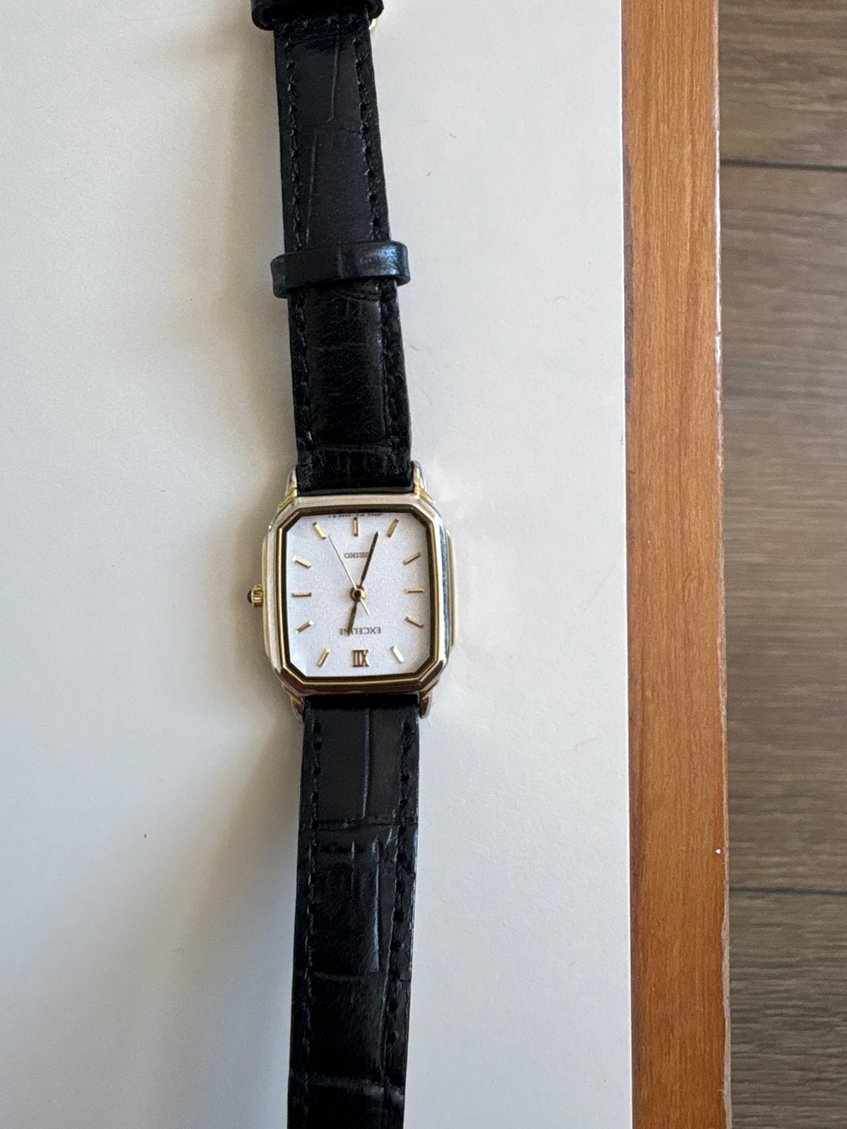 Vintage Seiko Exceline Gold Plated Leather Watch - 1990s, Ophalen of Verzenden, Zo goed als nieuw