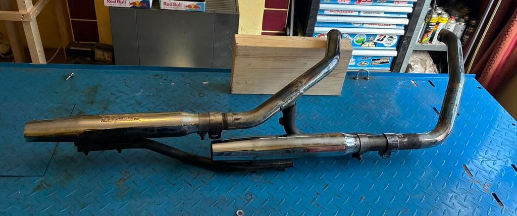 Complete Harley-Davidson Dyna Evo uitlaat 1996 plus dempers, Ophalen, Gebruikt