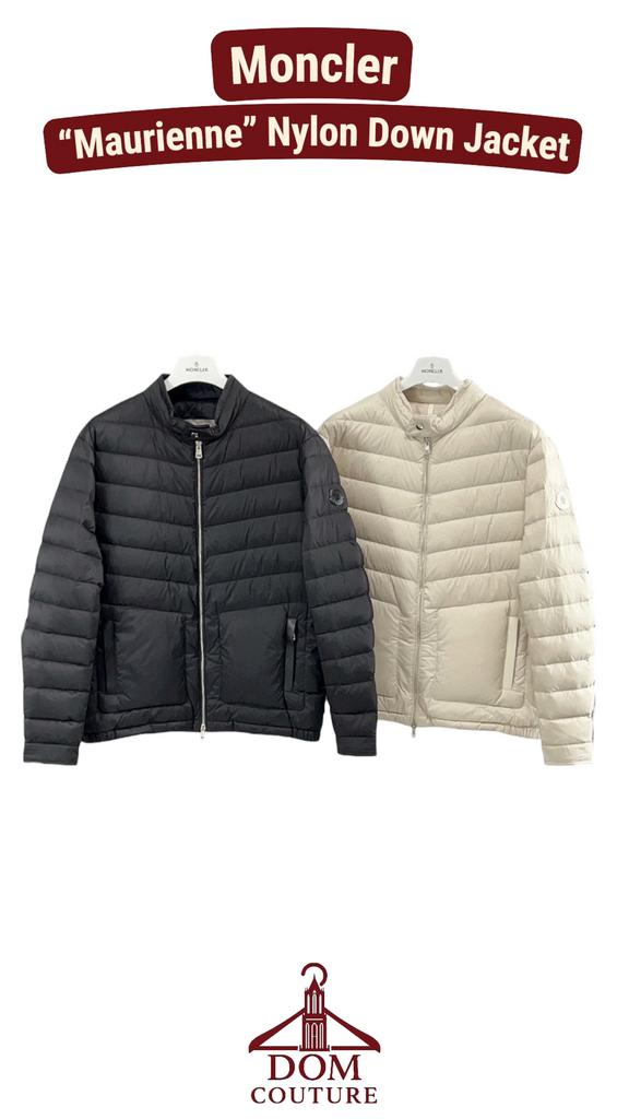 Moncler Jas “Maurienne Biker “ Nylon Down Jacket Beige/Zwart, Ophalen of Verzenden