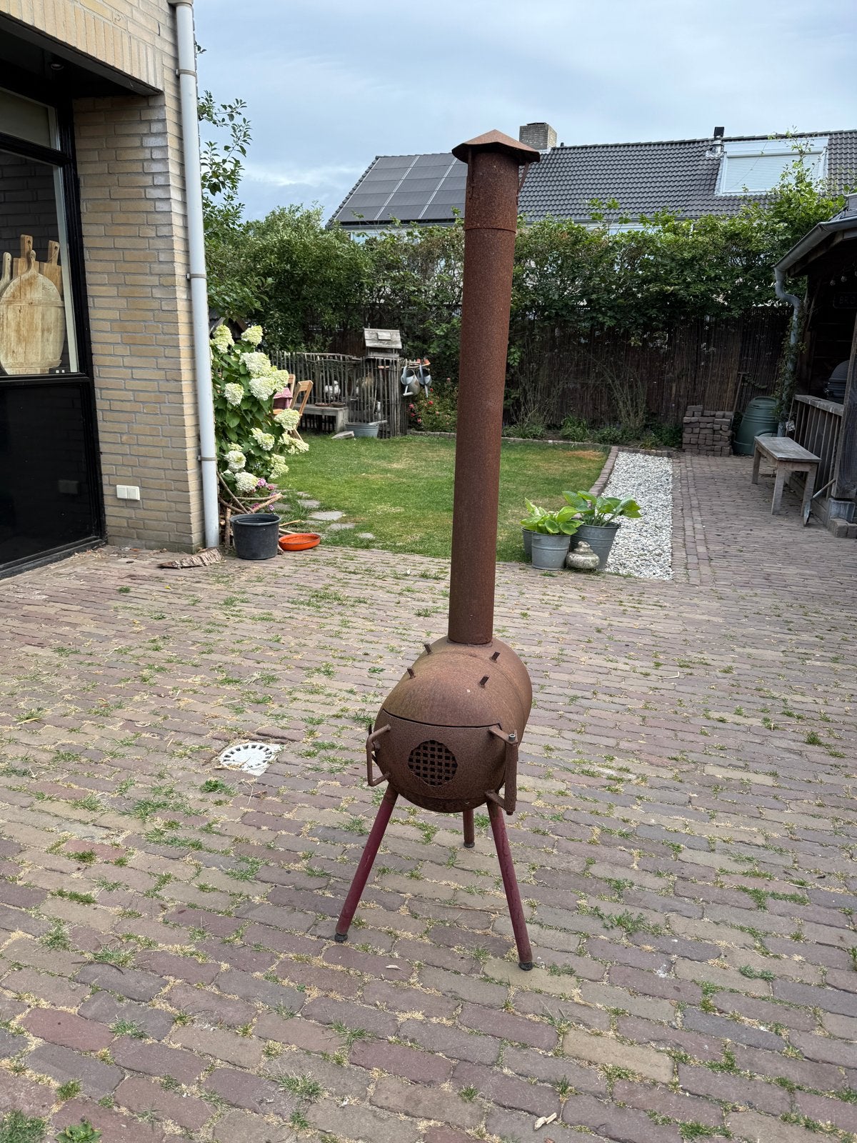 Robuuste tuinhaard / buitenkachel van metaal, Ophalen, Gebruikt