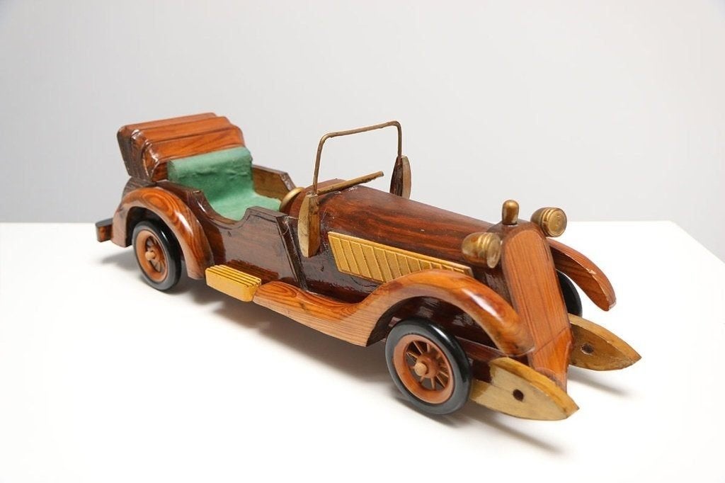 Vintage houten handgemaakte oldtimer auto - decoratie, Ophalen