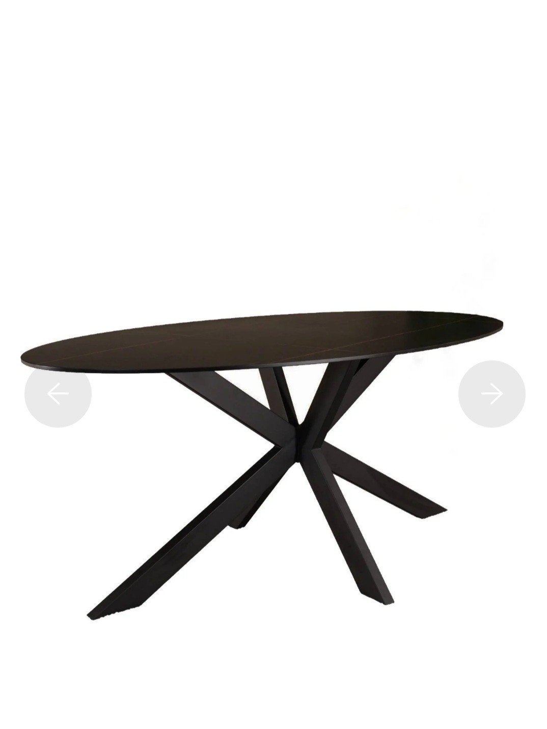 Eettafel marmerlook Figo ovaal 180cm zwart steen, Ophalen of Verzenden, Ovaal, 150 tot 200 cm, 50 tot 100 cm