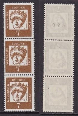 2358 - West Duitsland michel 348 y R postfris 3 rolzegels, Verzenden, BRD, Postfris