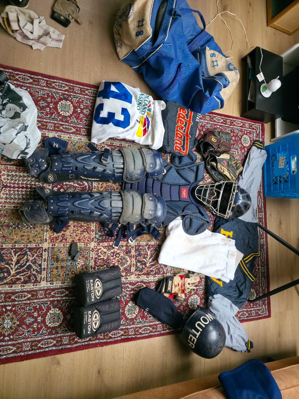Diverse gebruikte honkbal/softbal catcher uitrusting, Ophalen, Gebruikt, Handschoen