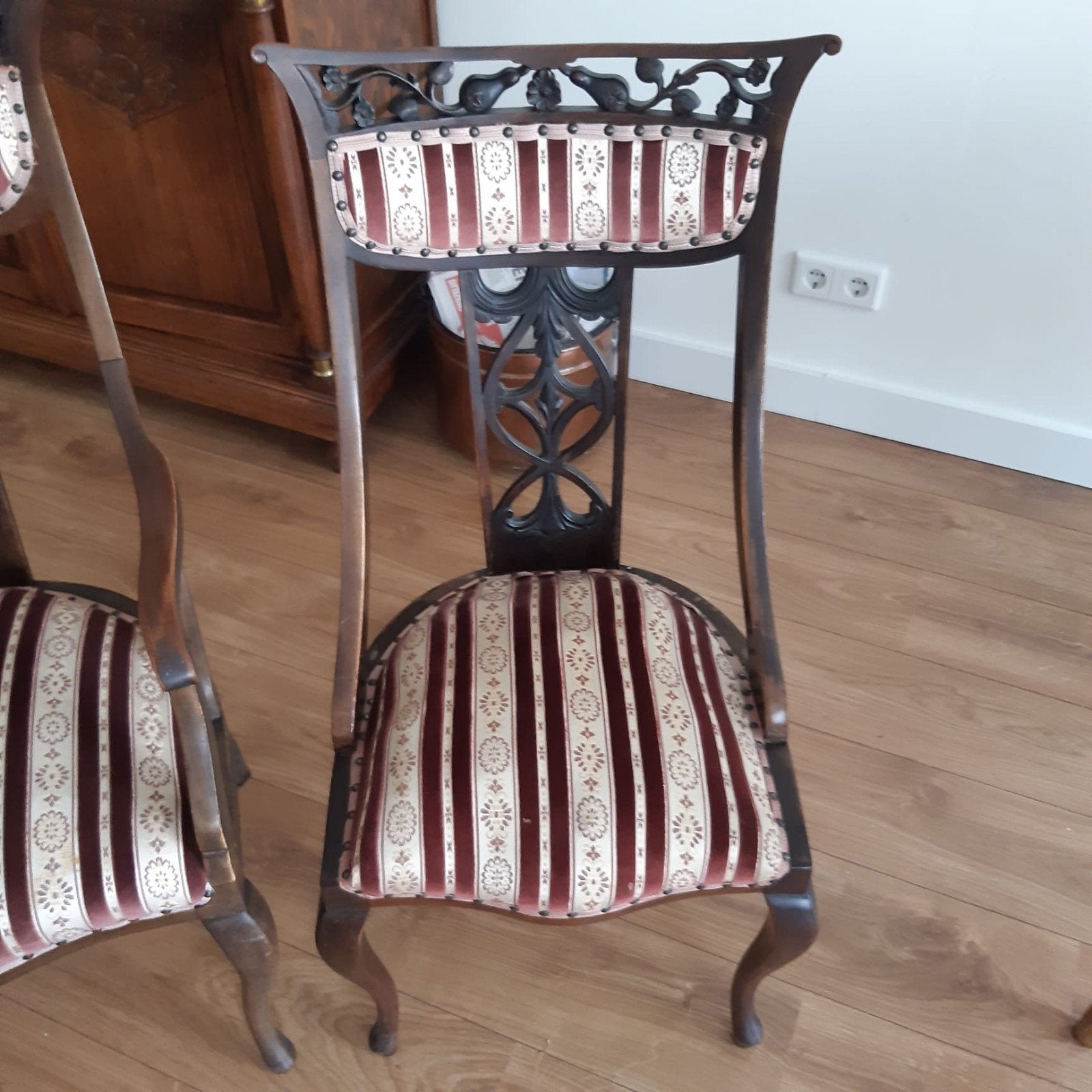 Set van 5 antieke stoelen met gestoffeerde zitting, Ophalen