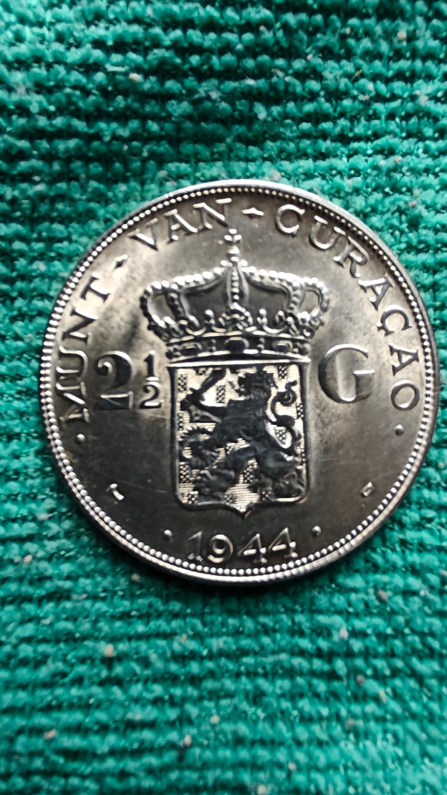 Rijksdaalder 1944 Curaçao (Misslag), Verzenden, Koningin Wilhelmina, 2½ gulden, Zilver