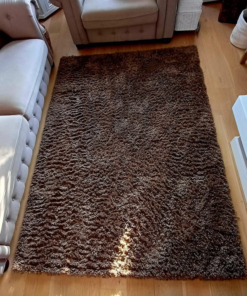 Zo goed als nieuw: Cozy Shaggy vloerkleed bruin - 160x230 cm, Ophalen, 150 tot 200 cm, 200 cm of meer, Zo goed als nieuw