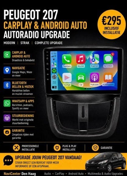 Peugeot 207 CarPlay & Android Auto Upgrade, Auto diversen, Ophalen of Verzenden, Nieuw