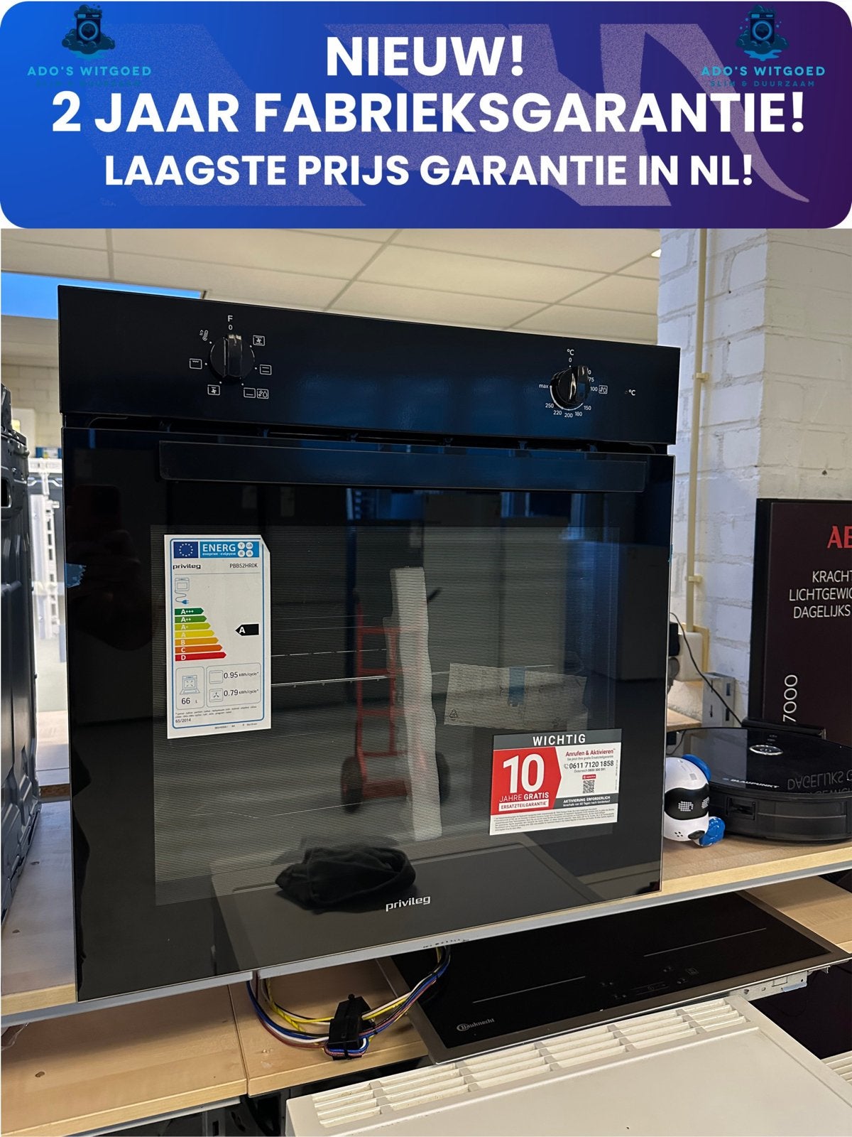 PRIVILEG (BAUKNECHT) 60CM INBOUW OVEN 66L Hydrolyse, Overige merken, PRIVILEG, Hete lucht, Info@adoswitgoed.nl