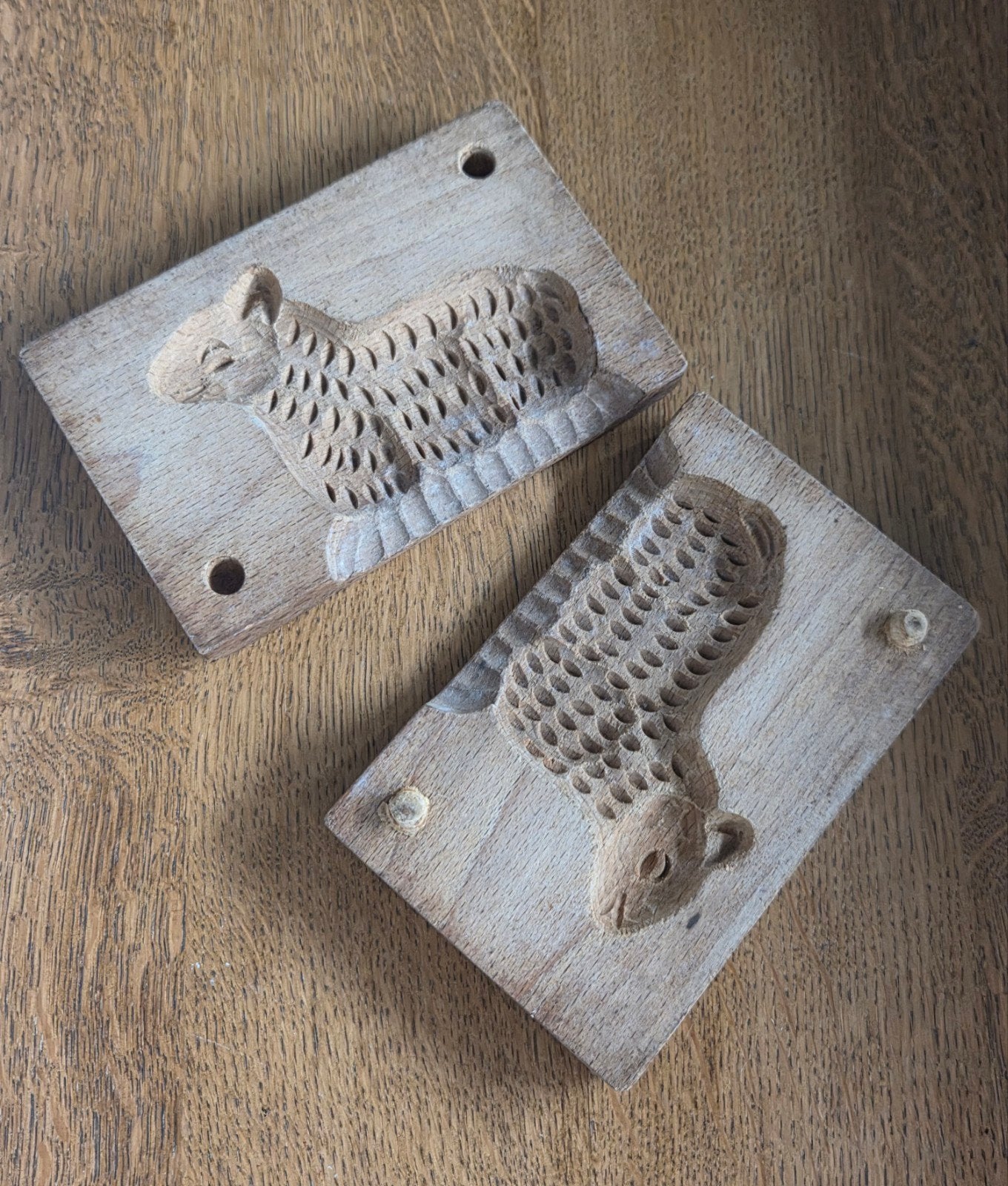 Antieke houten botervorm / botermal – Handgesneden lam, Ophalen of Verzenden