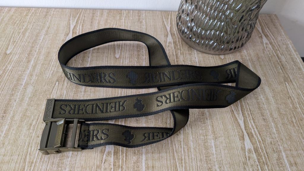 Reinders Riem - Groen met Zwarte Letters, Kleding | Dames, Heupriem, Ophalen of Verzenden, Zo goed als nieuw, Reinders