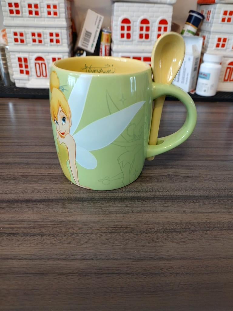 Disneyland Paris Tinkerbel mok met lepel, Verzamelen, Disney, Ophalen of Verzenden, Zo goed als nieuw