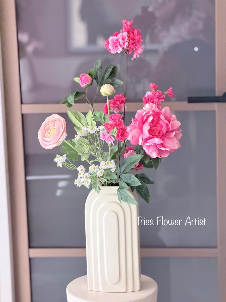 Cadeau Topper boeket inclusief vaas Nieuw, Binnen, Triesflowerartist@outlook.com, 3621HA, Ophalen of Verzenden