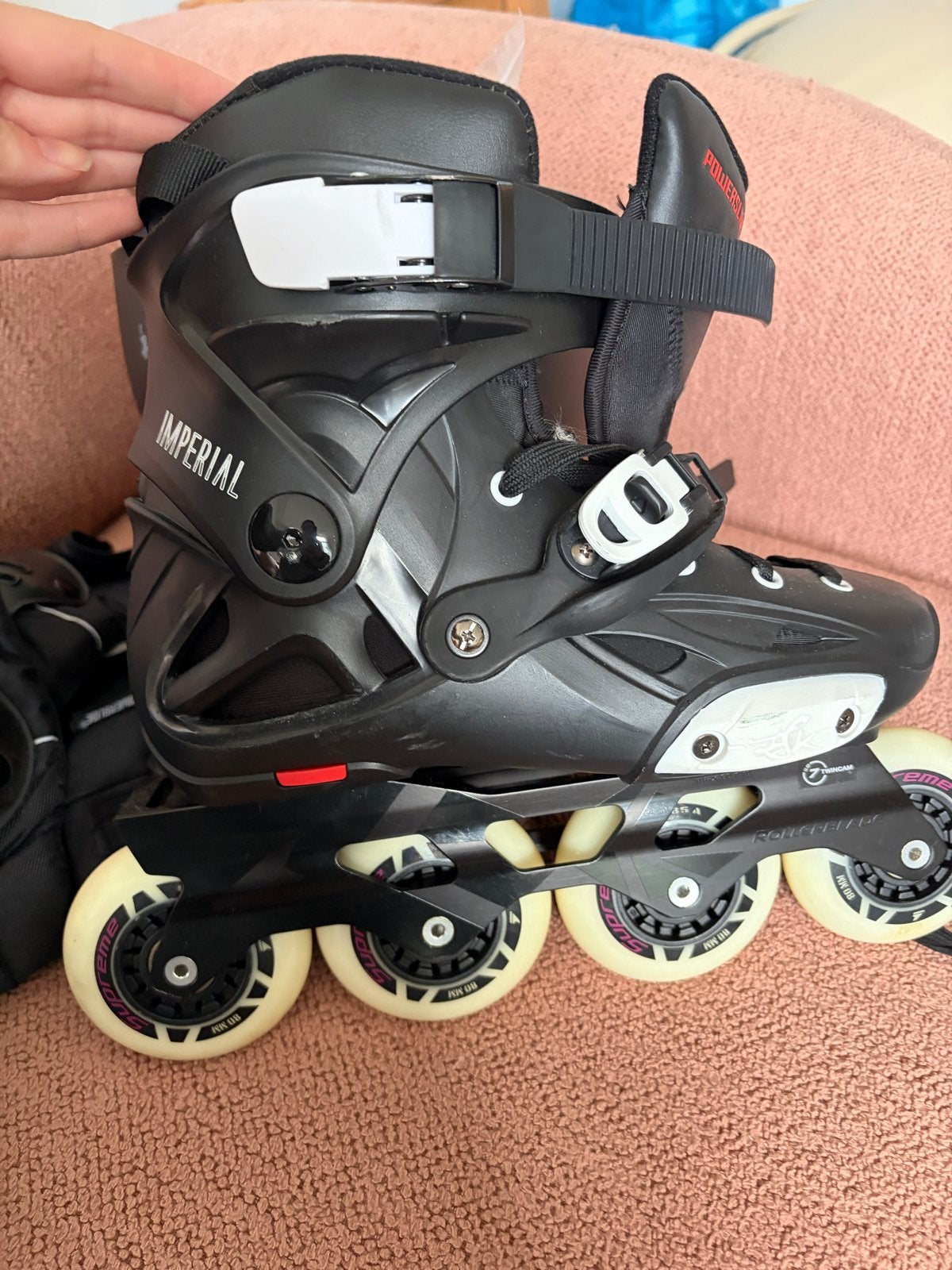 Powerslide Imperial Inline Skates met Bescherming en Helm, Gebruikt, Ophalen of Verzenden, Inline skates 4 wielen, Powerslide