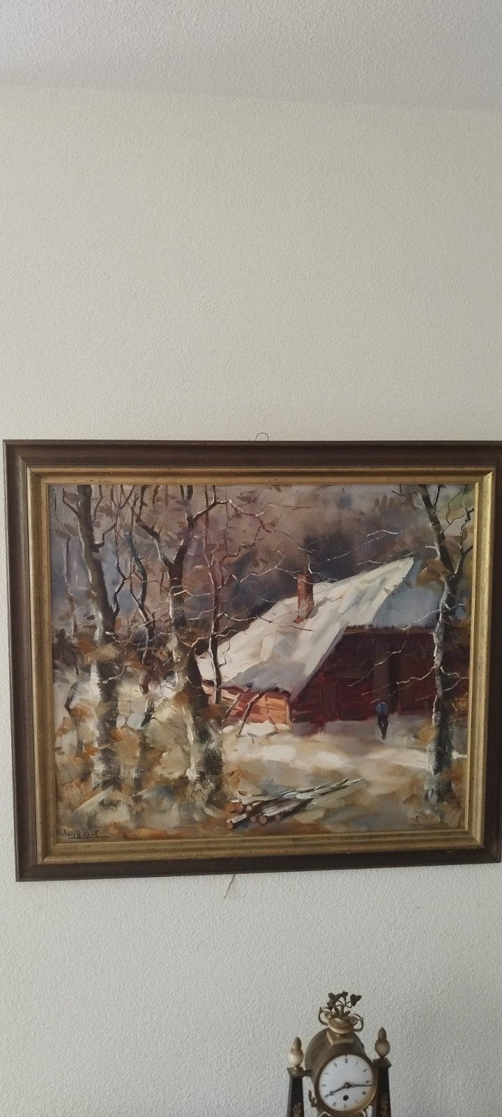 Schilderij Winterlandschap met boerderij, Ophalen