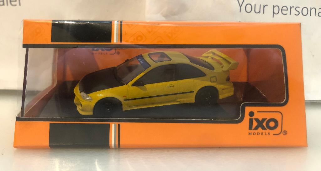 Ixo 1:43 Honda Civic EJ1 Coupe 1995 geel/matt zwart nieuw, Hobby en Vrije tijd, Modelauto's | 1:43, Ophalen of Verzenden, Nieuw