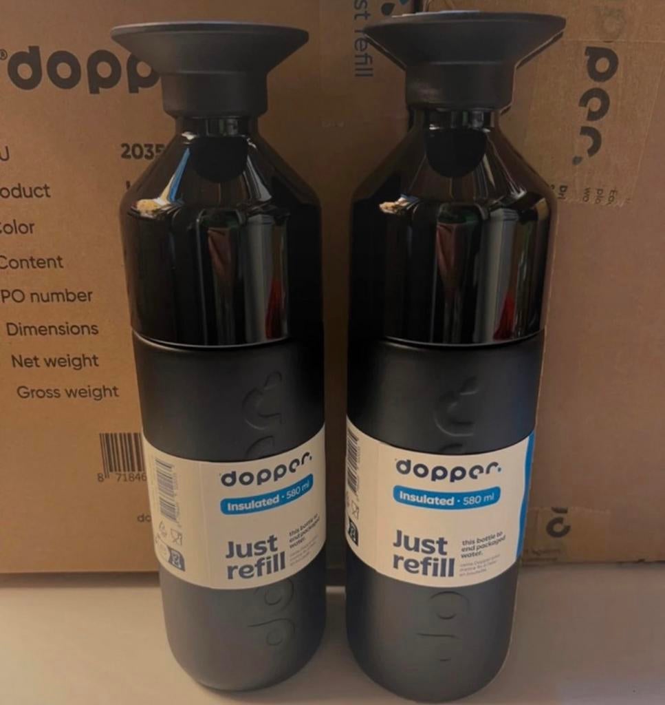 2 zwarte thermos Doppers - nieuw!, Ophalen of Verzenden, Nieuw