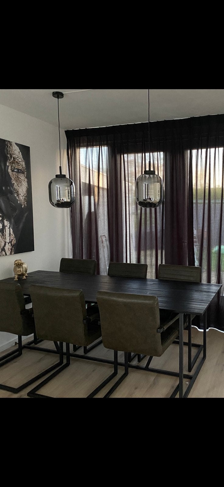 WOOOD Silas Eettafel Essen Blacknight [fsc], Ophalen, 200 cm of meer, 50 tot 100 cm, Zo goed als nieuw