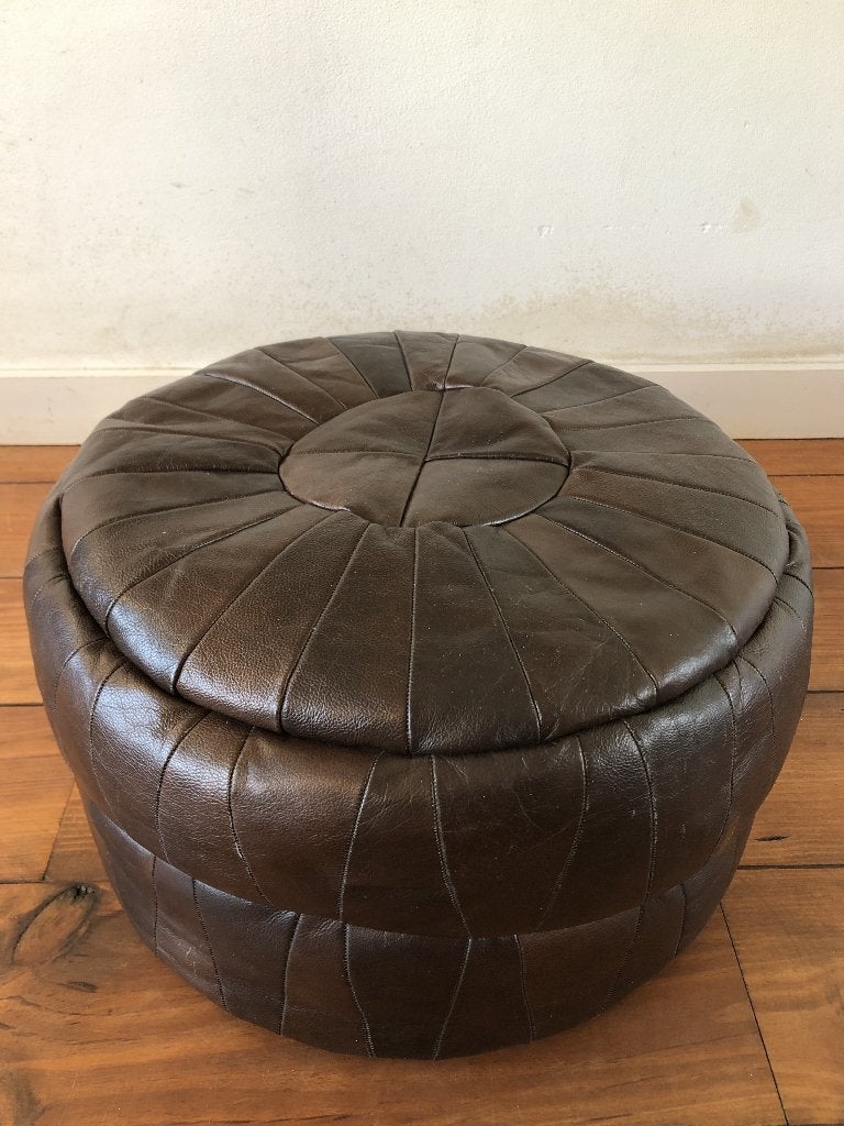 Vintage patchwork poef, vintage design, Ophalen of Verzenden, Zo goed als nieuw, 50 tot 75 cm, 50 tot 75 cm