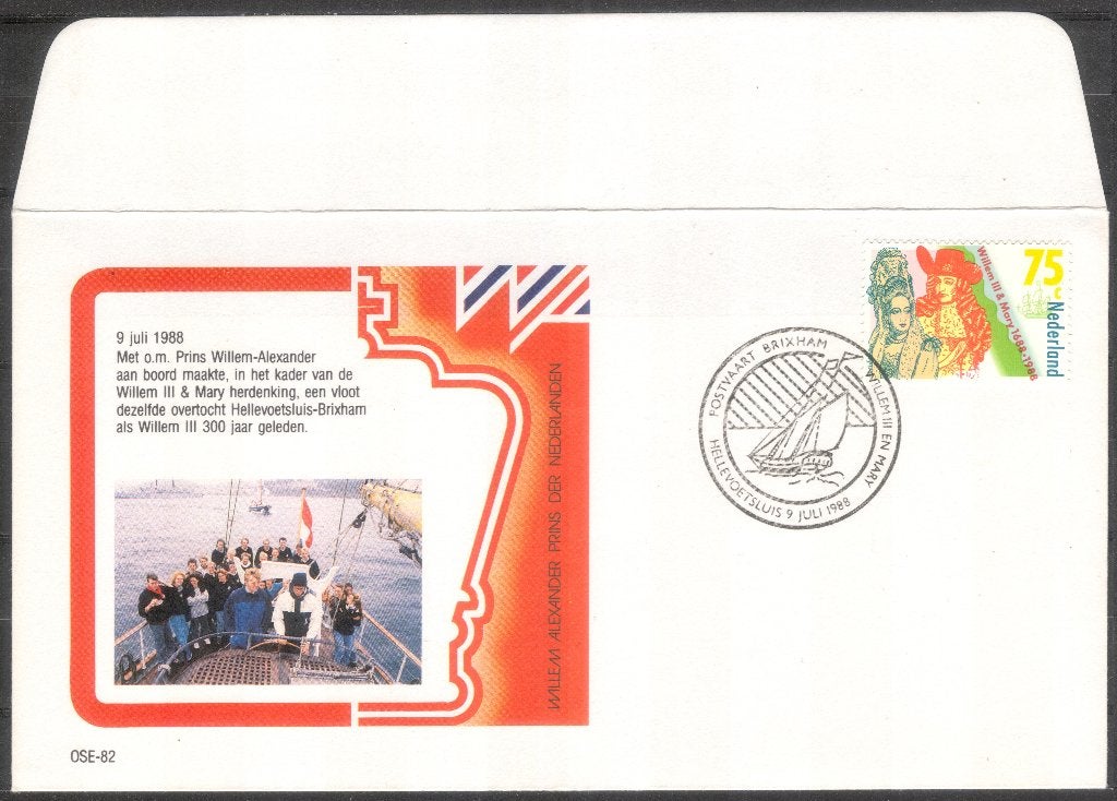 OSE82 - Willem III & Mary herdenking - overtocht Brixham, Postzegels en Munten, Brieven en Enveloppen | Nederland, Verzenden, Envelop