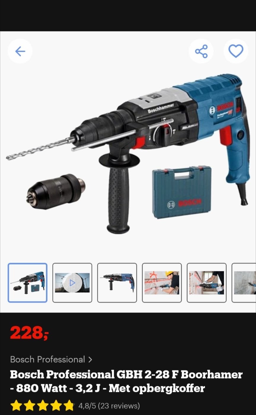 Bosch Professional GBH 2-28 F Boorhamer 880W, 600 watt of meer, Boor- en/of Breekhamer, Ophalen of Verzenden, Zo goed als nieuw