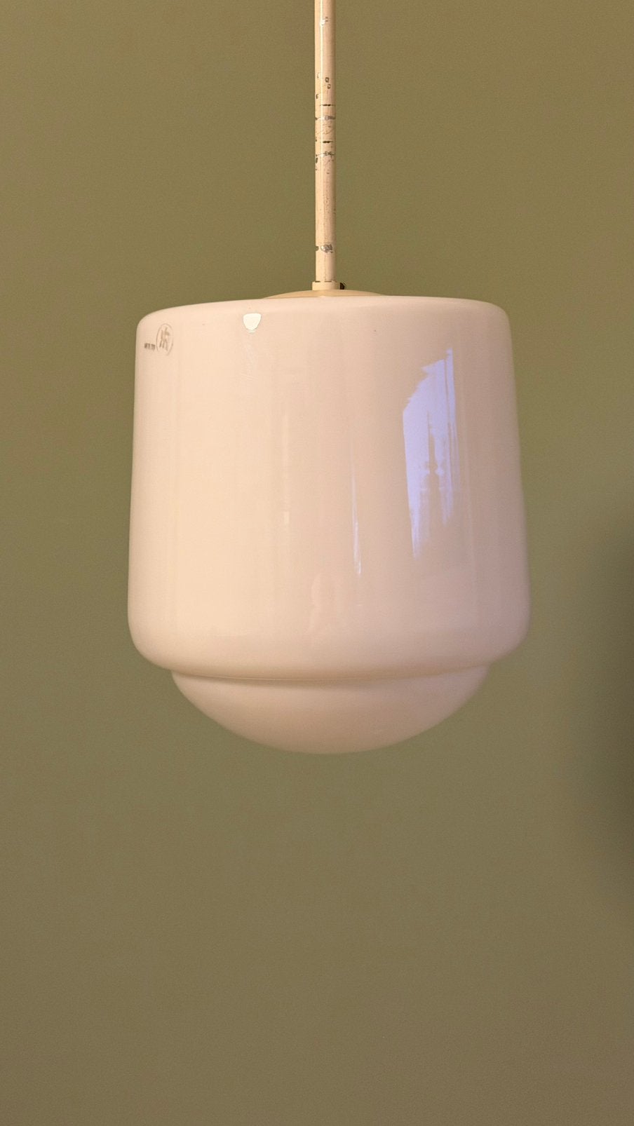 Vintage hanglamp pendellamp Frans Hamers  Industria, Gebruikt, Industrieel, Bauhaus, jaren '40, Glas, E27 (groot)