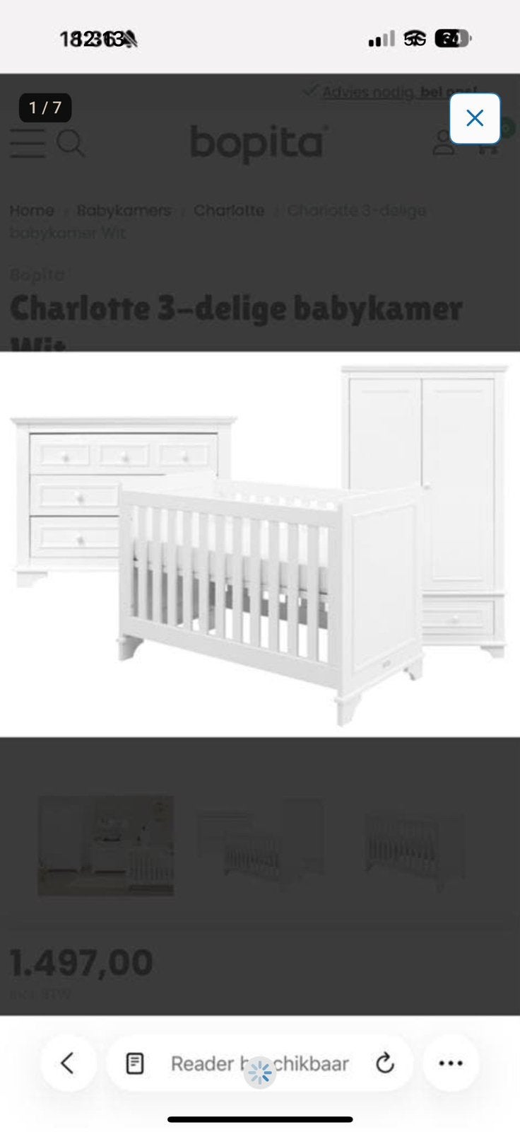 Bopita kinderkamer charlotte collectie compleet, Kinderen en Baby's, Kinderkamer | Complete kinderkamers, Zo goed als nieuw, Jongetje of Meisje