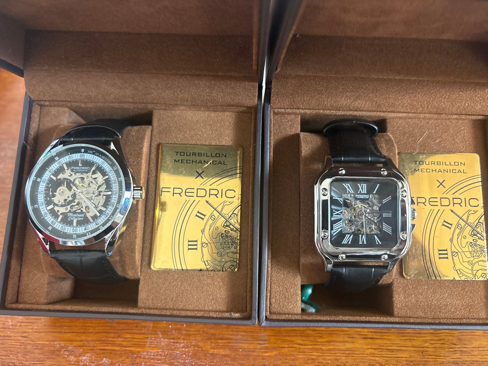 Set van 2 Fredric Tourbillon Mechanische Horloges, Sieraden, Tassen en Uiterlijk, Horloges | Heren, Overige merken, Leer, Staal