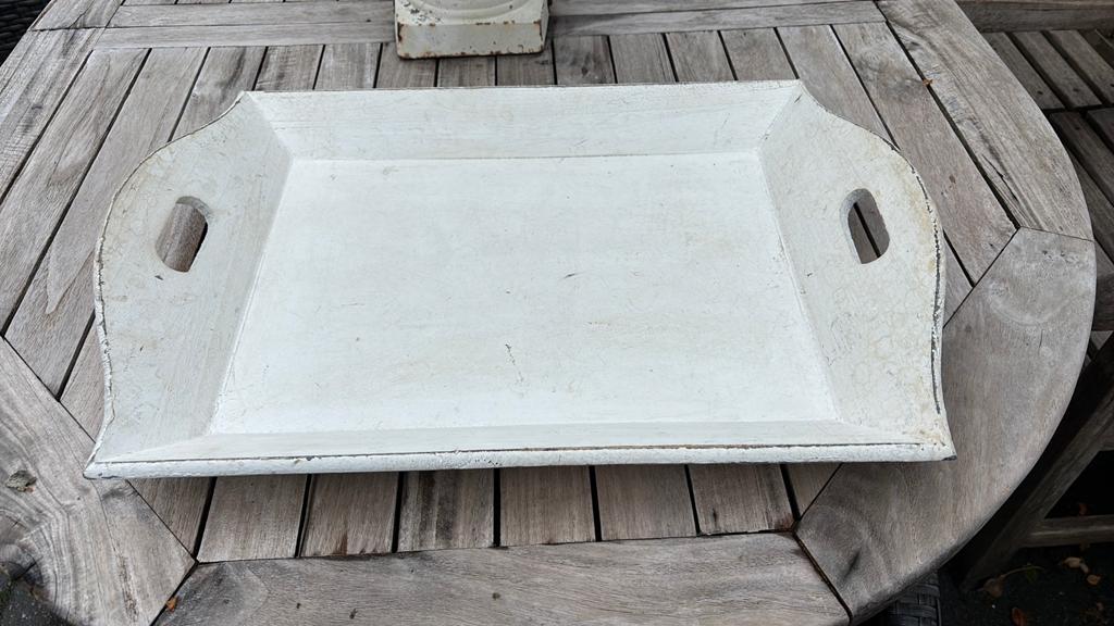 Oude witte mangelbak / decoratieve schaal 55x38cm, Ophalen of Verzenden