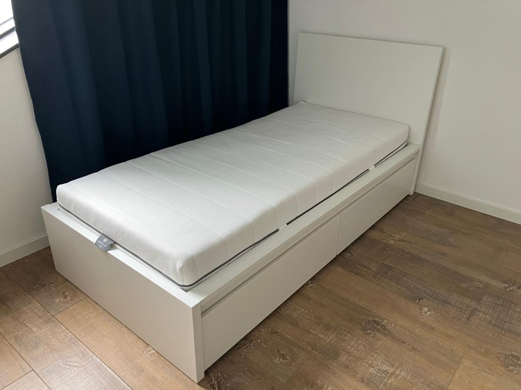Ikea Malm (incl drawers, lonset, mattress) ZGAN, Ophalen, Overige materialen, 90 cm, Eenpersoons