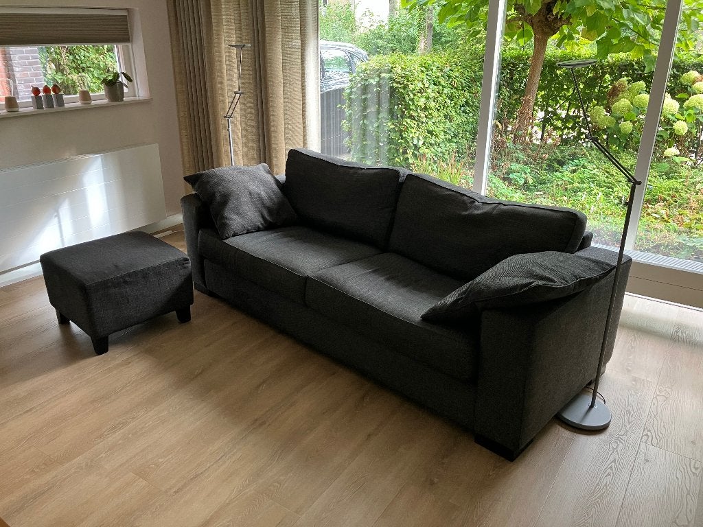 2½ zits bank met poef, Ophalen, Gebruikt, Tweepersoons, 75 tot 100 cm