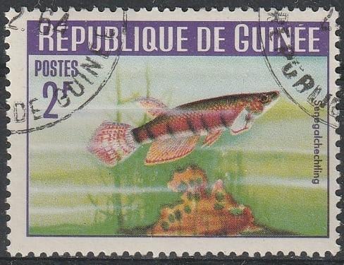 2571. Guinee 219 gest. Vis, Ophalen of Verzenden, Guinee, Gestempeld