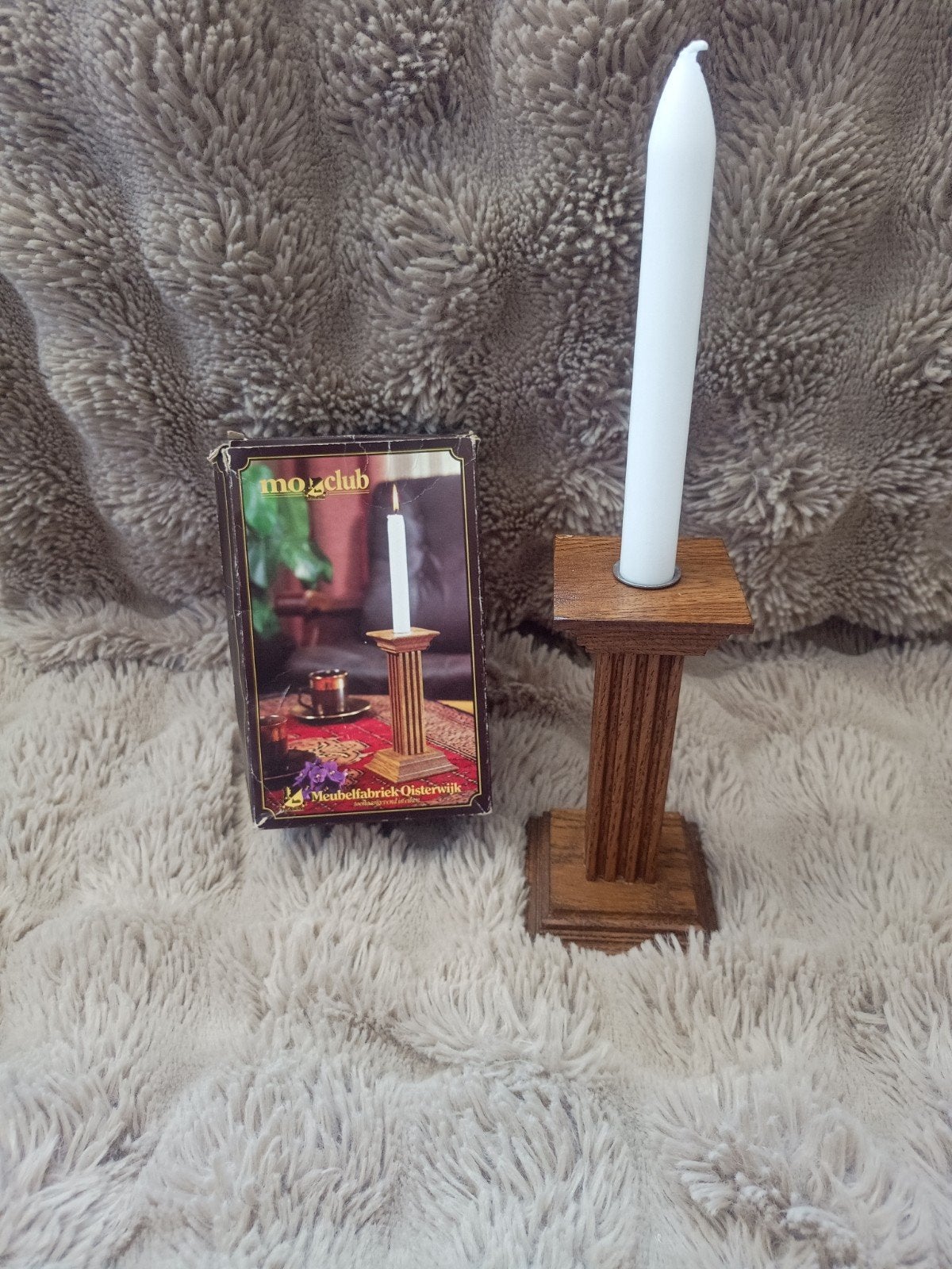 Vintage Eiken Kandelaar (In originele verpakking), Ophalen of Verzenden