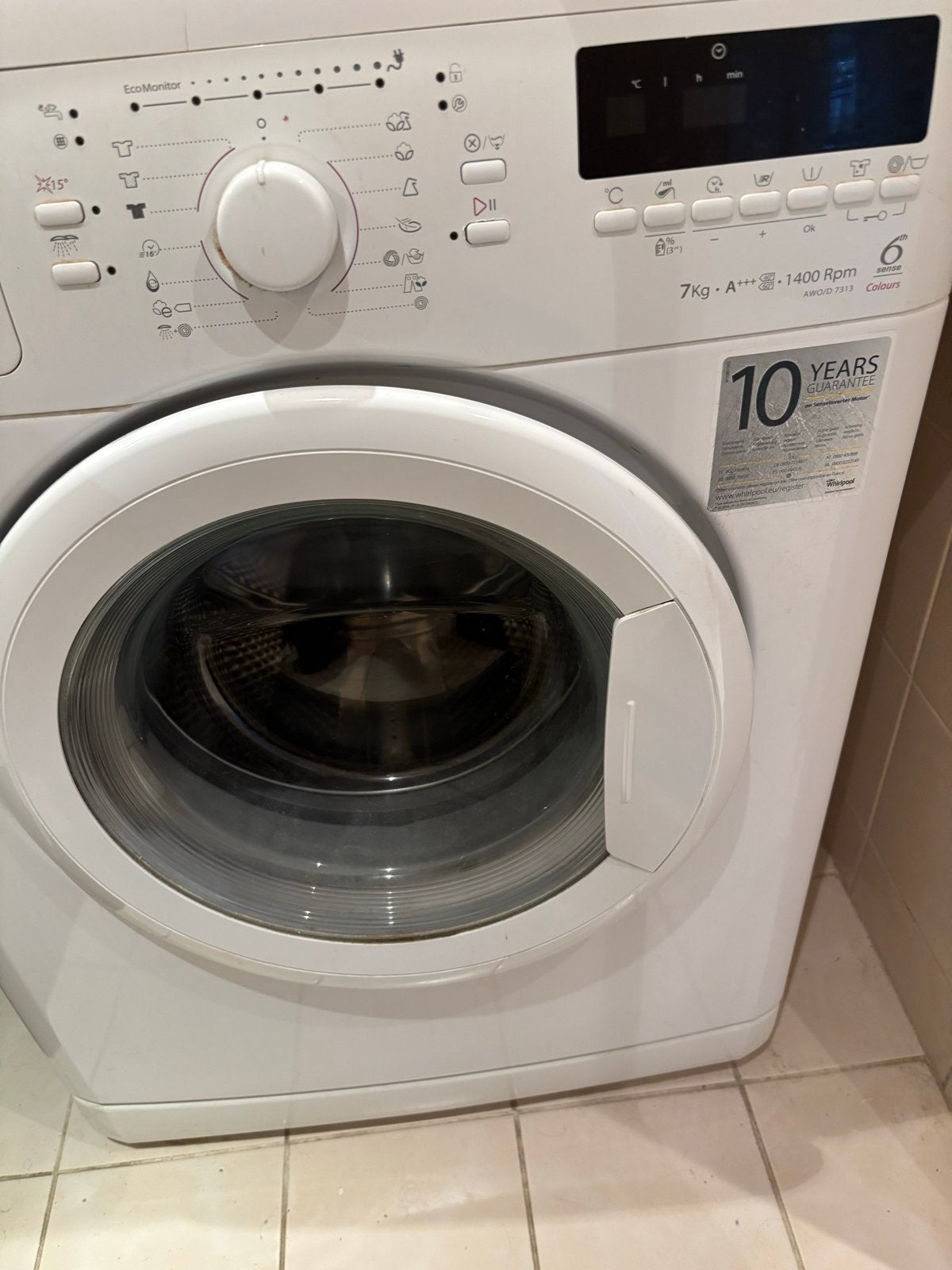 Whirlpool Wasmachine 7kg A+++ 1400 toeren, Ophalen, Gebruikt, 85 tot 90 cm, 1200 tot 1600 toeren