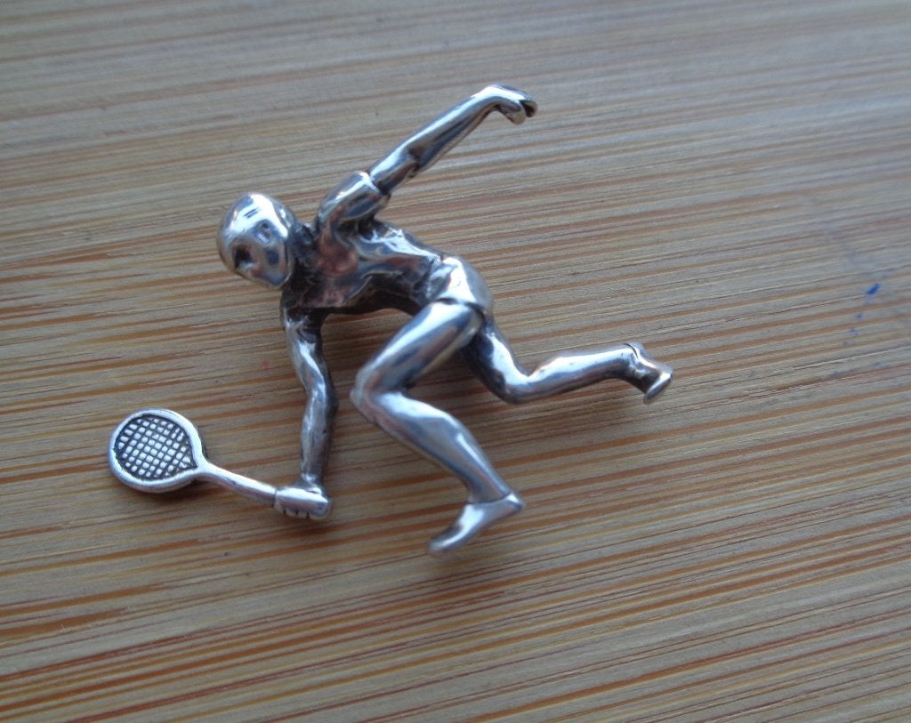 zilveren vintage hanger tennis speler [567], Verzenden, Zo goed als nieuw, Zilver, Zilver