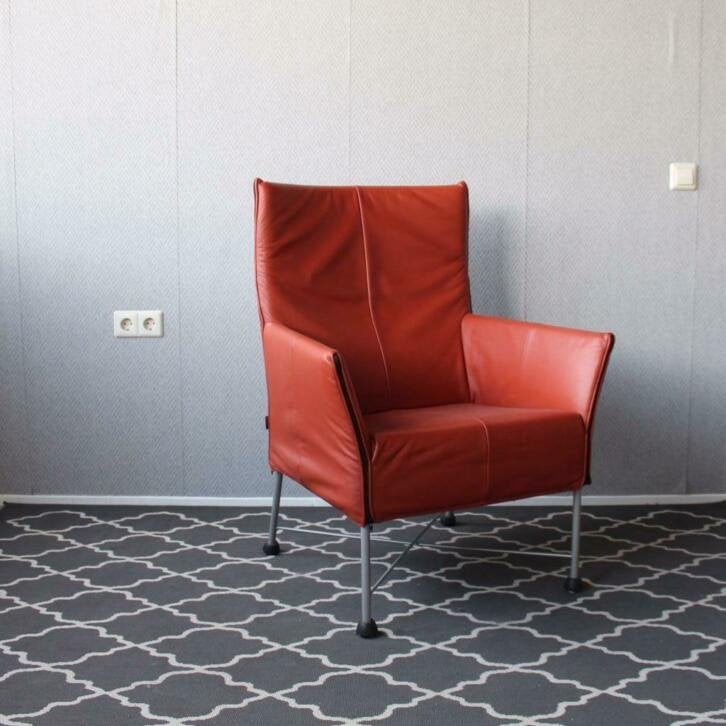 2x Montis Charly tomato / oranje kleur - rvs onderstel, Niet ingevuld, Niet ingevuld, Leer, Ophalen of Verzenden