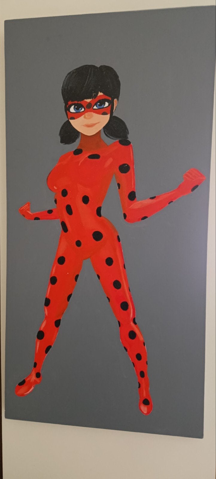 Schilderij van Ladybug (Miraculous), Ophalen, Textiel, Op houten frame, Stripfiguren/cartoons