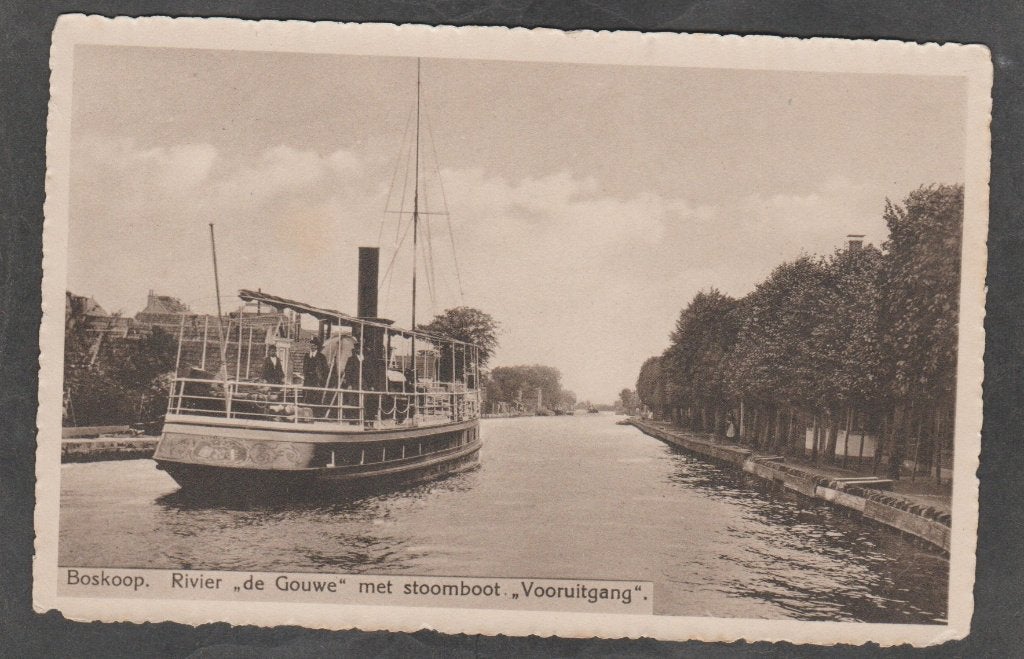 boskoop rivier de gouwe met stoomboot vooruitgang, Verzenden, 1920 tot 1940, Gelopen, Zuid-Holland