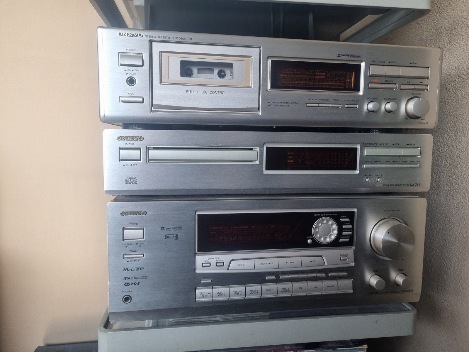 Onkyo Stereo Set: Cassettedeck, CD-speler, Receiver, Overige merken, Tuner of Radio, Zo goed als nieuw, Losse componenten